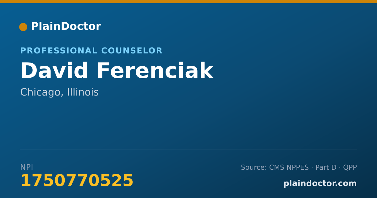 Shareable card for David Ferenciak - Professional Counselor, Chicago, IL