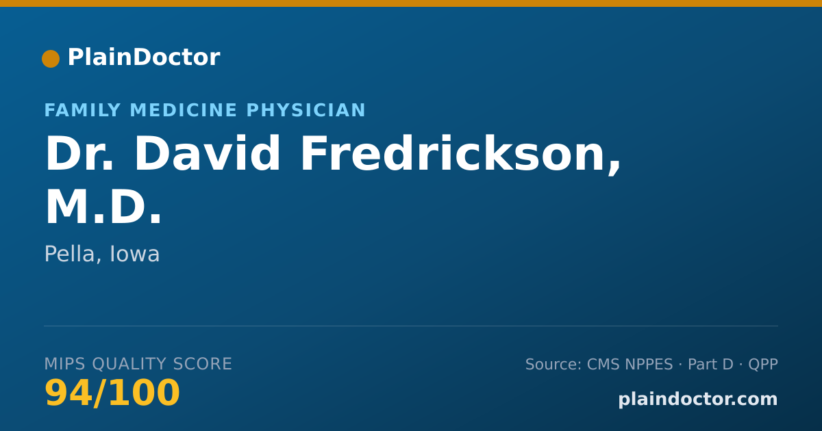 Shareable card for David Fredrickson, M.D. - Family Medicine Physician, Pella, IA