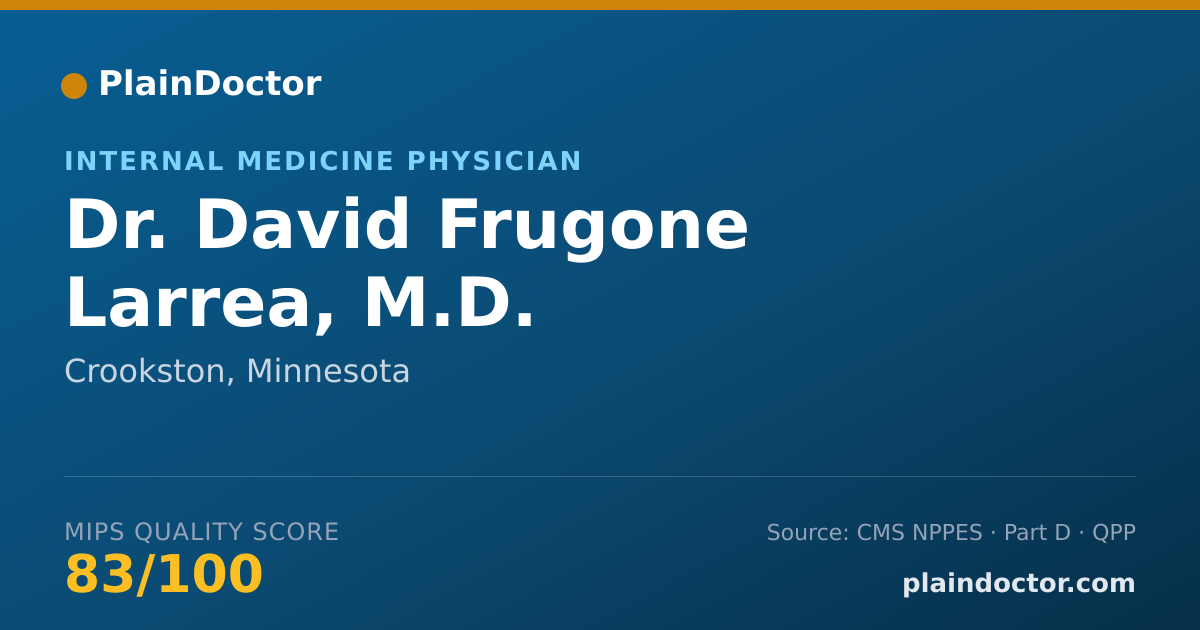 Shareable card for David Frugone Larrea, M.D. - Internal Medicine Physician, Crookston, MN