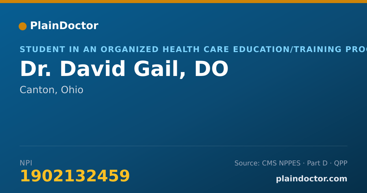 Shareable card for David Gail, DO - Student in an Organized Health Care Education/Training Program, Canton, OH