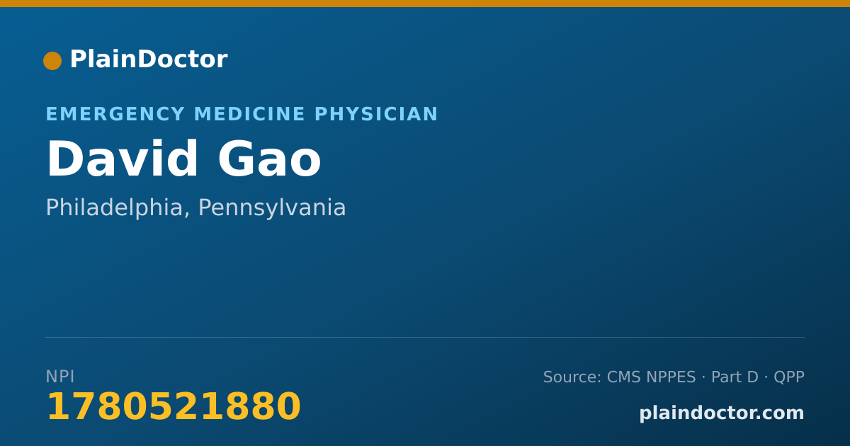 Shareable card for David Gao - Emergency Medicine Physician, Philadelphia, PA