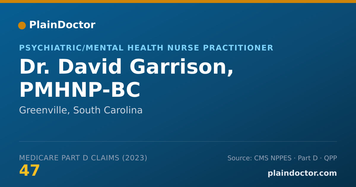 Shareable card for David Garrison, PMHNP-BC - Psychiatric/Mental Health Nurse Practitioner, Greenville, SC