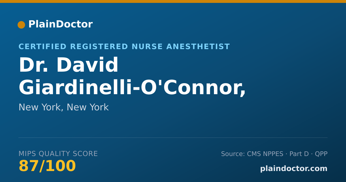 Shareable card for David Giardinelli-O'Connor, PH.D, DNAP CRNA - Certified Registered Nurse Anesthetist, New York, NY