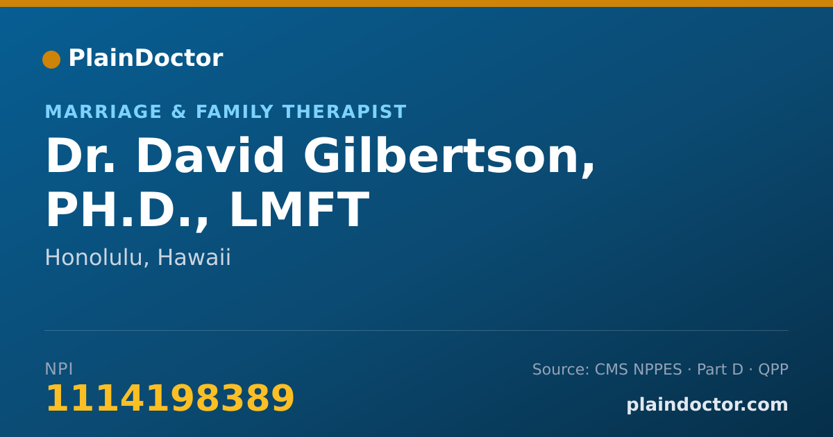 Shareable card for David Gilbertson, PH.D. - Marriage & Family Therapist, Honolulu, HI