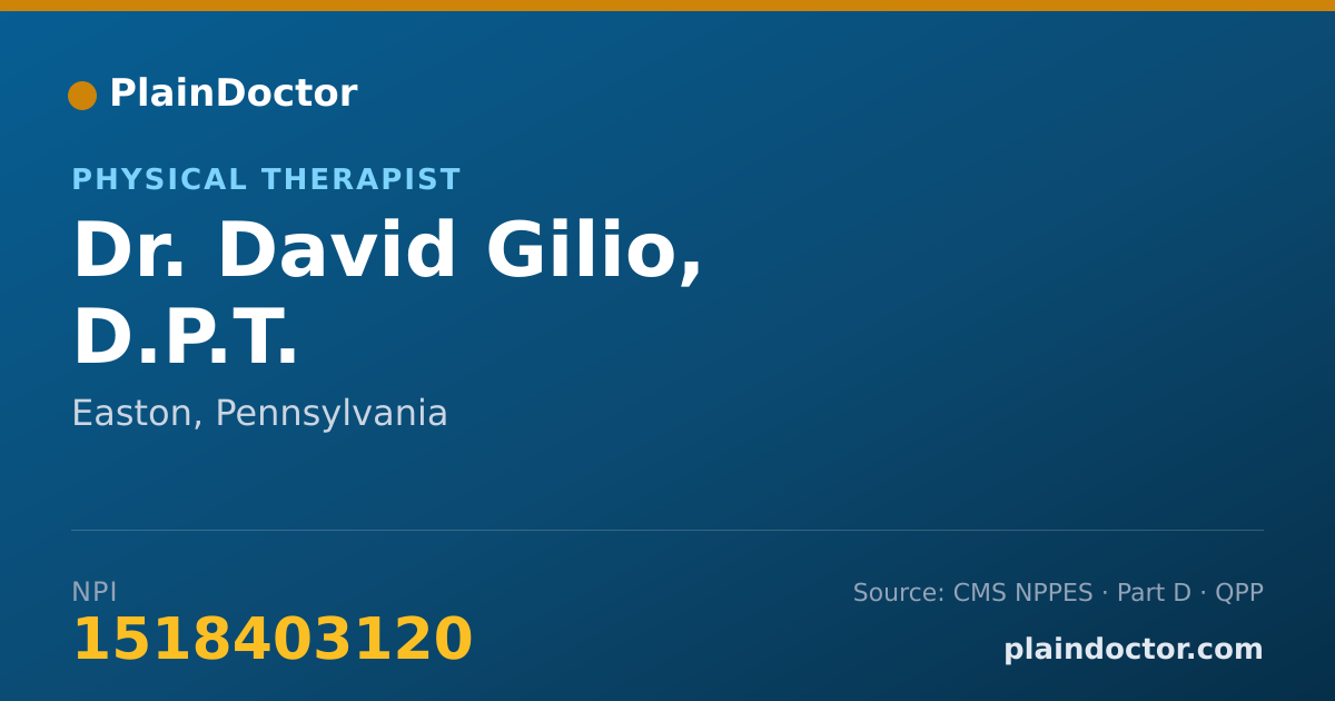 Shareable card for David Gilio, D.P.T. - Physical Therapist, Easton, PA