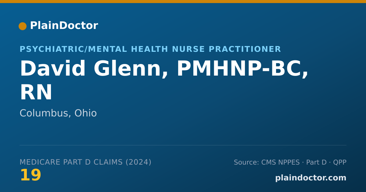 Shareable card for David Glenn, PMHNP-BC, RN - Psychiatric/Mental Health Nurse Practitioner, Columbus, OH