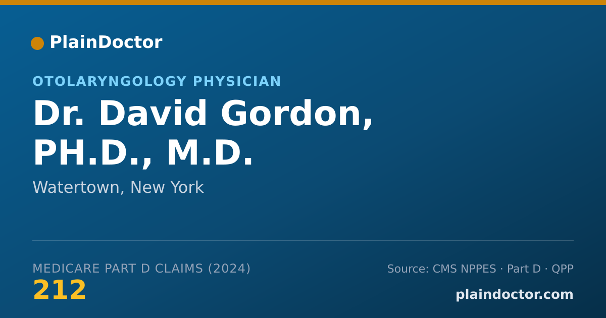 Shareable card for David Gordon, PH.D., M.D. - Otolaryngology Physician, Watertown, NY