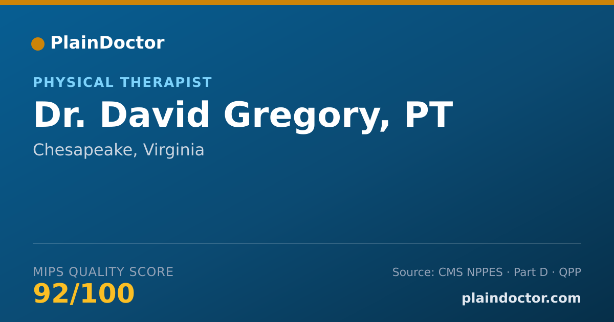 Shareable card for David Gregory, PT - Physical Therapist, Chesapeake, VA