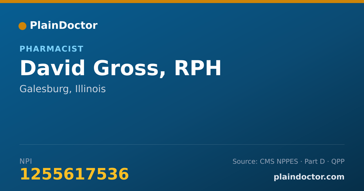 Shareable card for David Gross, RPH - Pharmacist, Galesburg, IL