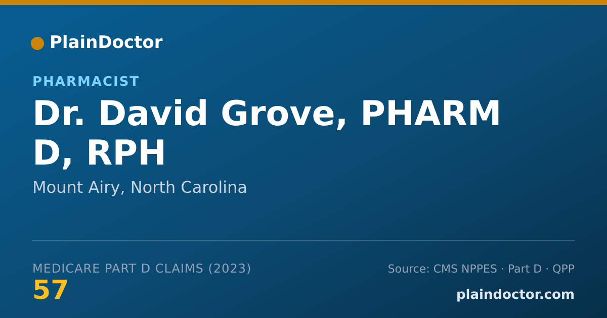 Shareable card for David Grove, PHARM D, RPH - Pharmacist, Mount Airy, NC