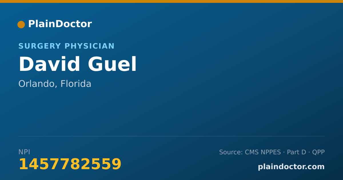 Shareable card for David Guel - Surgery Physician, Orlando, FL
