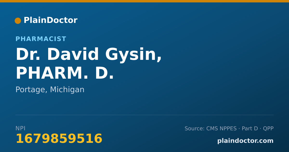 Shareable card for David Gysin, PHARM. D. - Pharmacist, Portage, MI