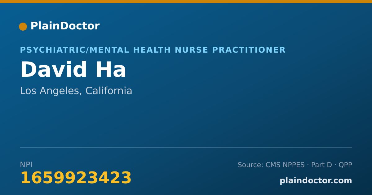 Shareable card for David Ha - Psychiatric/Mental Health Nurse Practitioner, Los Angeles, CA