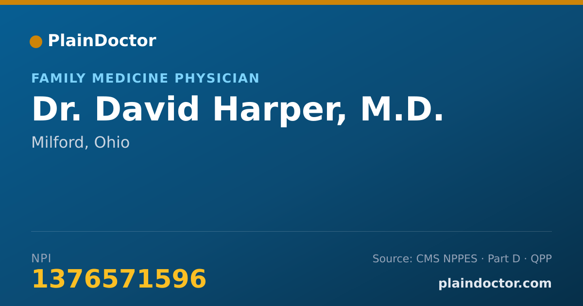 Shareable card for David Harper, M.D. - Family Medicine Physician, Milford, OH