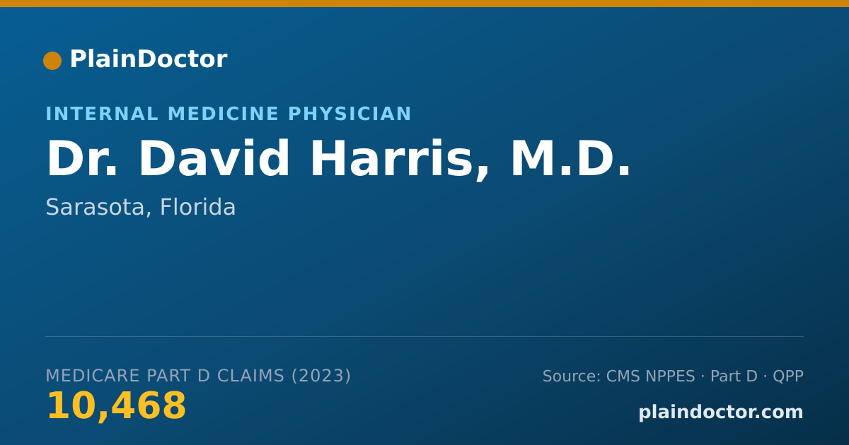 Shareable card for David Harris, M.D. - Internal Medicine Physician, Sarasota, FL