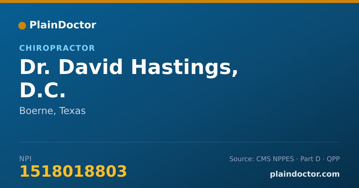 Shareable card for David Hastings, D.C. - Chiropractor, Boerne, TX