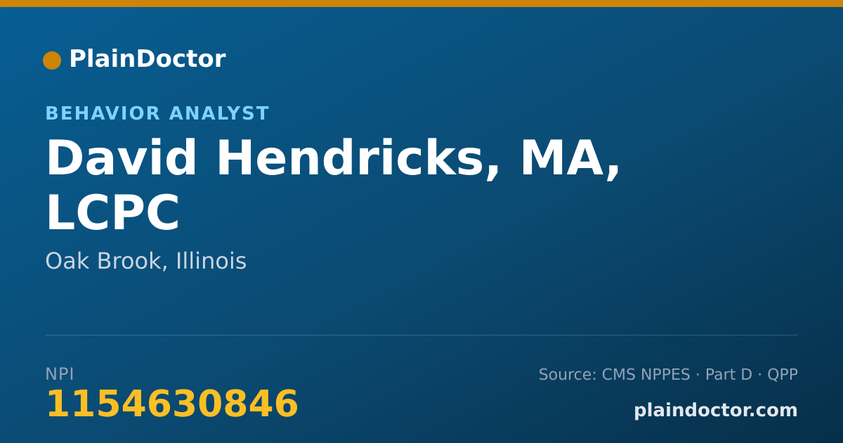 Shareable card for David Hendricks, MA, LCPC - Behavior Analyst, Oak Brook, IL