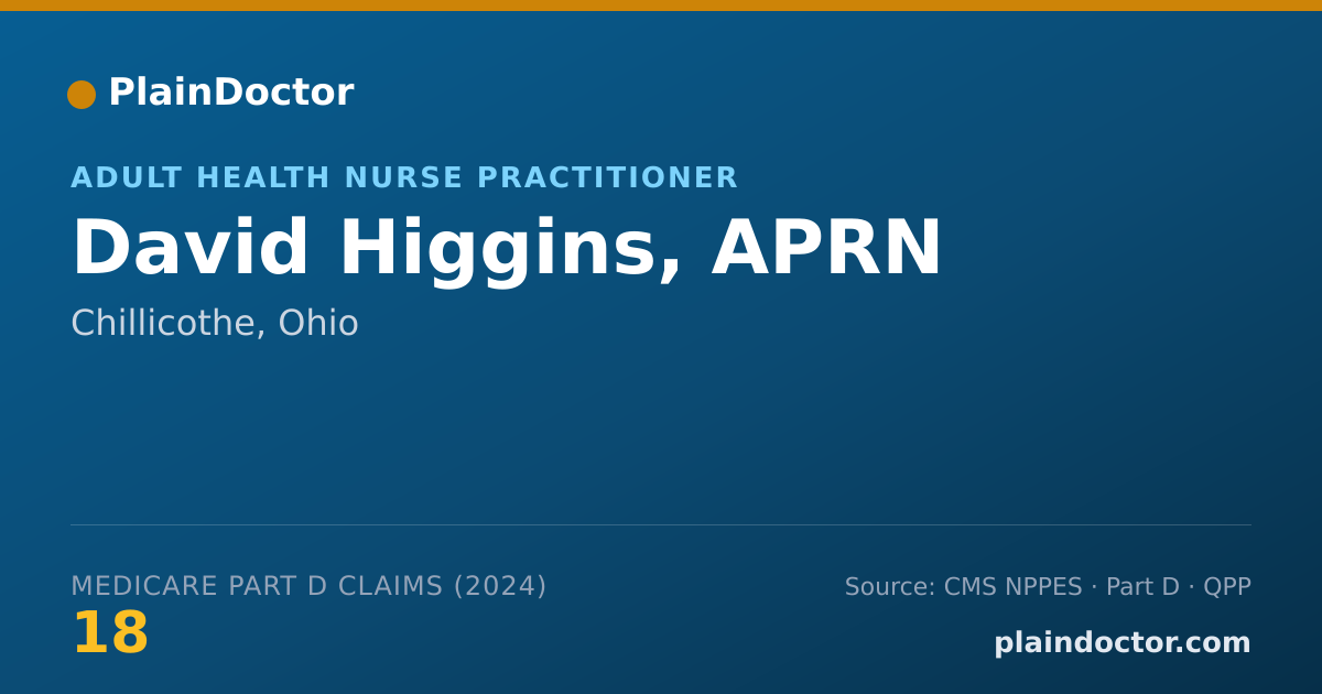 Shareable card for David Higgins, APRN - Adult Health Nurse Practitioner, Chillicothe, OH