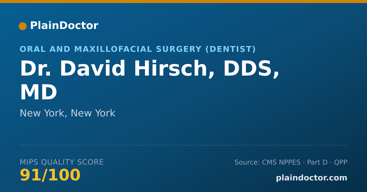 Shareable card for David Hirsch, DDS, MD - Oral and Maxillofacial Surgery (Dentist), New York, NY