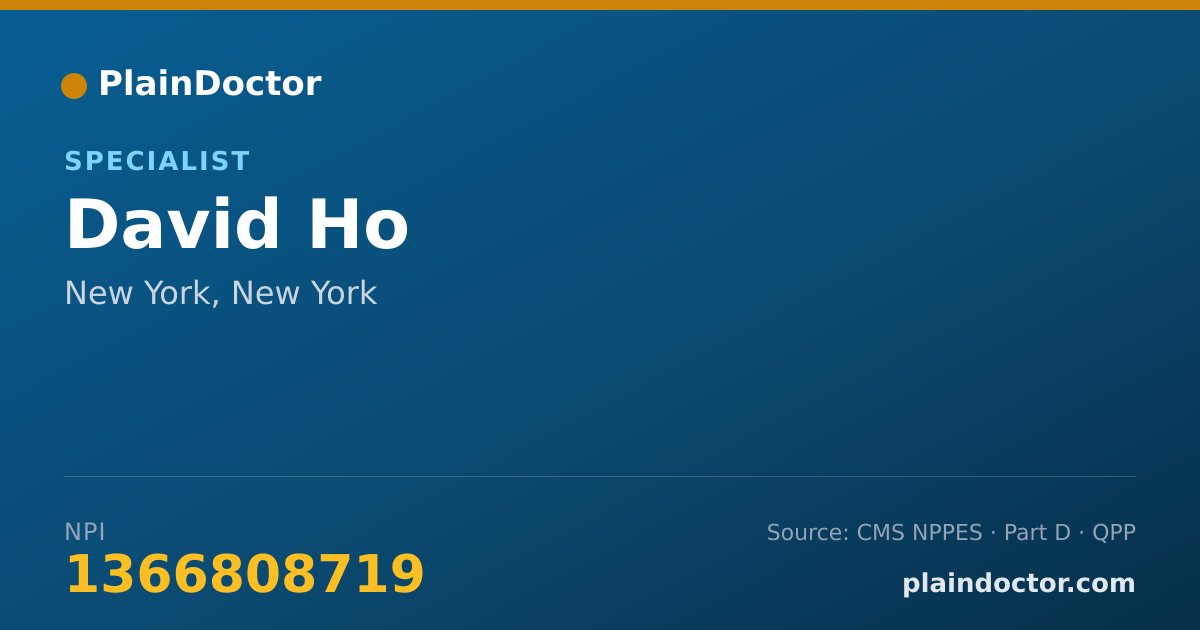 Shareable card for David Ho - Specialist, New York, NY