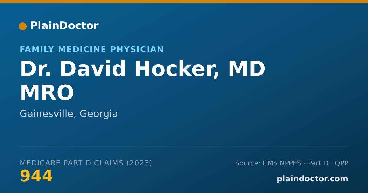 Shareable card for David Hocker, MD MRO - Family Medicine Physician, Gainesville, GA