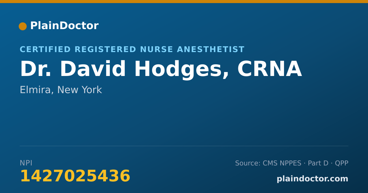 Shareable card for David Hodges, CRNA - Certified Registered Nurse Anesthetist, Elmira, NY