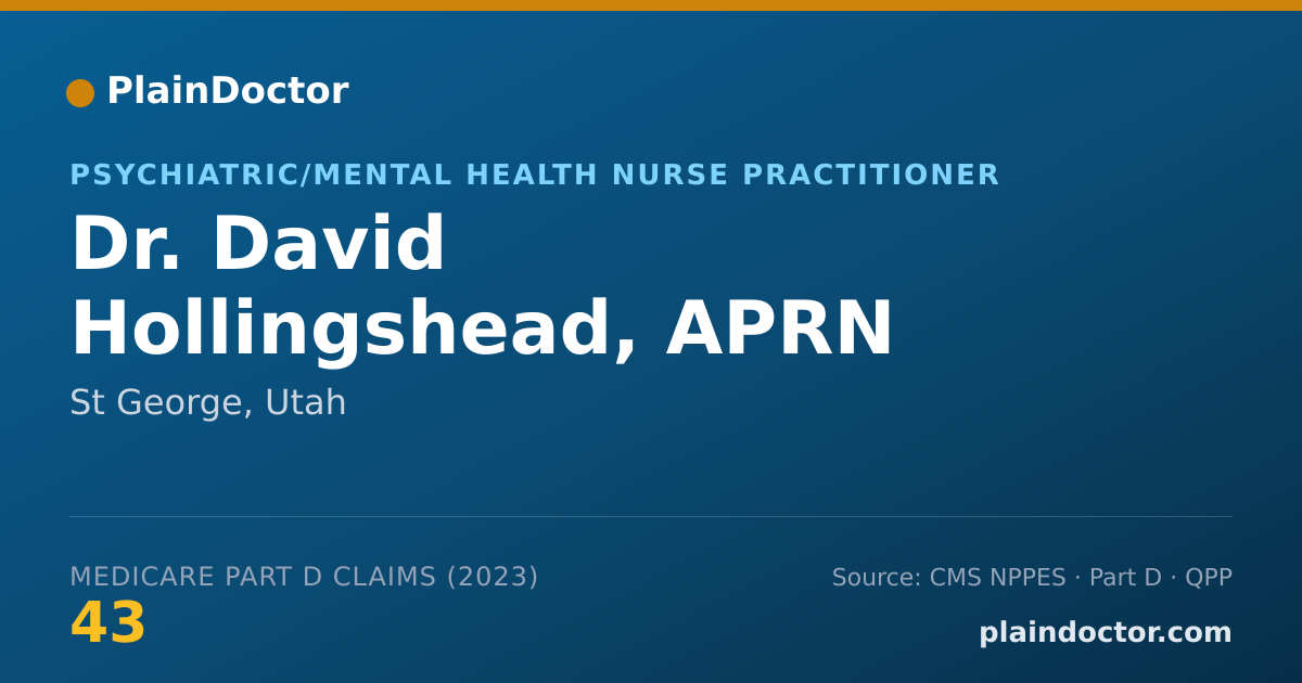 Shareable card for David Hollingshead, APRN - Psychiatric/Mental Health Nurse Practitioner, St George, UT