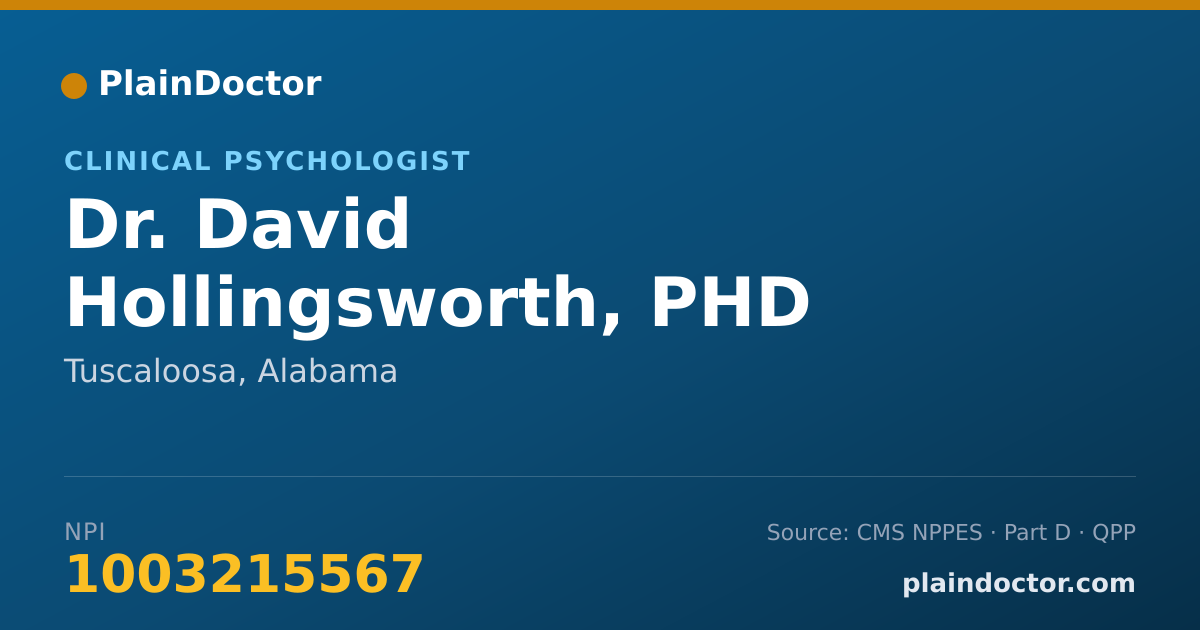 Shareable card for David Hollingsworth, PHD - Clinical Psychologist, Tuscaloosa, AL