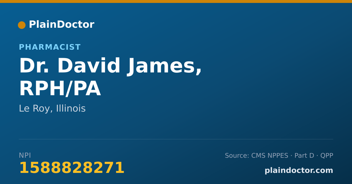 Shareable card for David James, RPH/PA - Pharmacist, Le Roy, IL