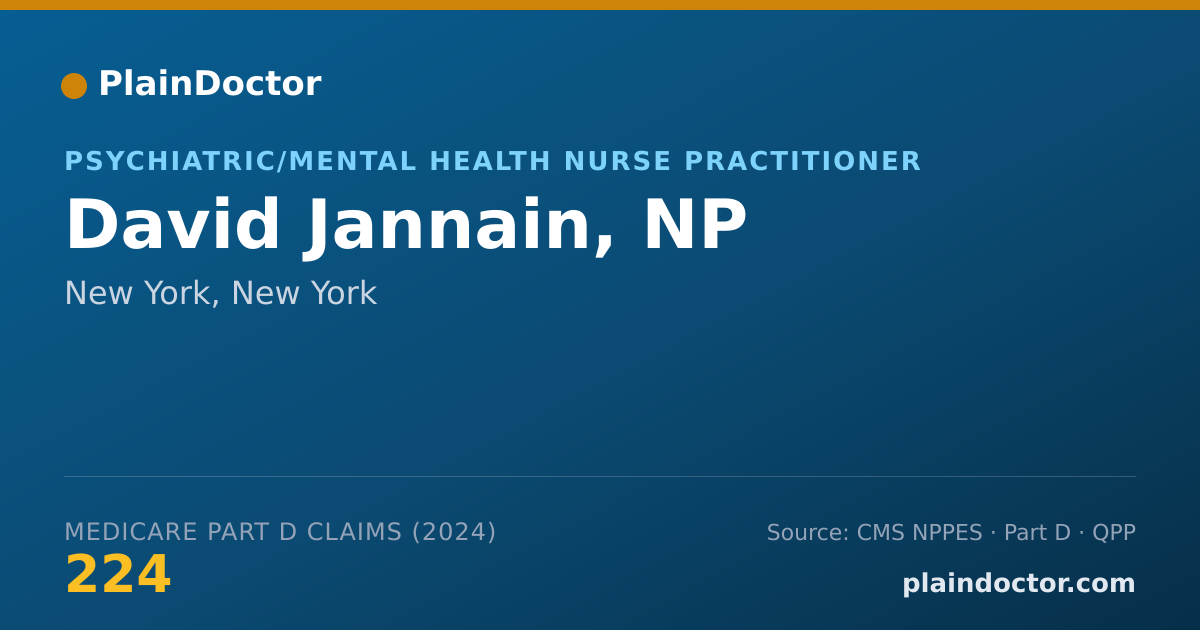 Shareable card for David Jannain, NP - Psychiatric/Mental Health Nurse Practitioner, New York, NY