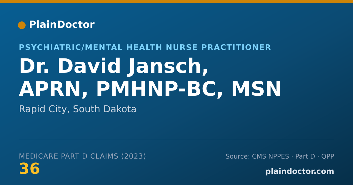 Shareable card for David Jansch, APRN, PMHNP-BC, MSN - Psychiatric/Mental Health Nurse Practitioner, Rapid City, SD
