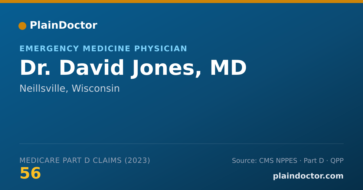 Shareable card for David Jones, MD - Emergency Medicine Physician, Neillsville, WI