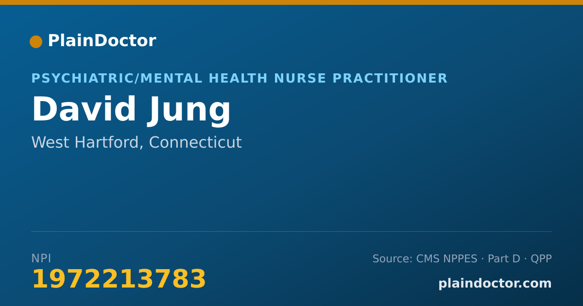 Shareable card for David Jung - Psychiatric/Mental Health Nurse Practitioner, West Hartford, CT