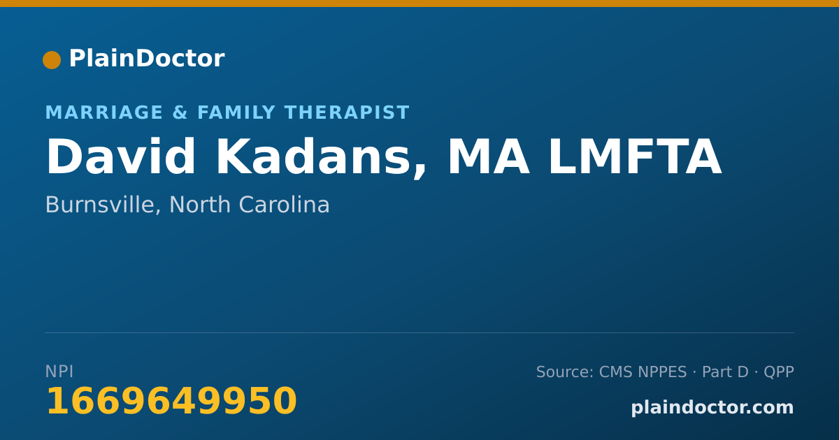 Shareable card for David Kadans, MA LMFTA - Marriage & Family Therapist, Burnsville, NC