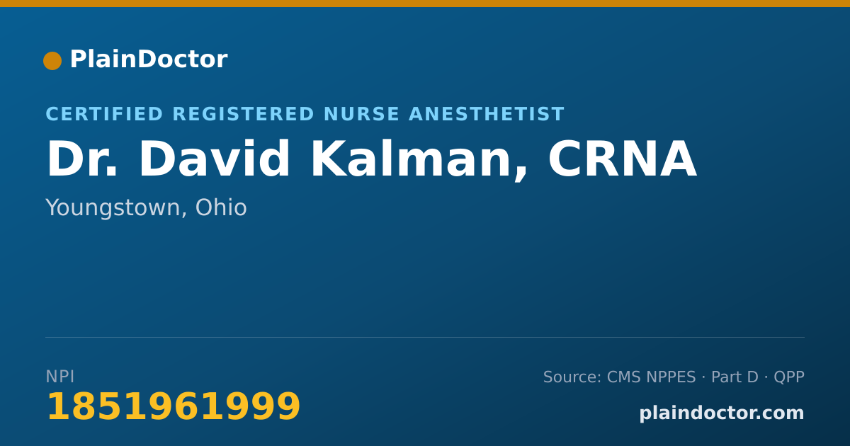 Shareable card for David Kalman, CRNA - Certified Registered Nurse Anesthetist, Youngstown, OH