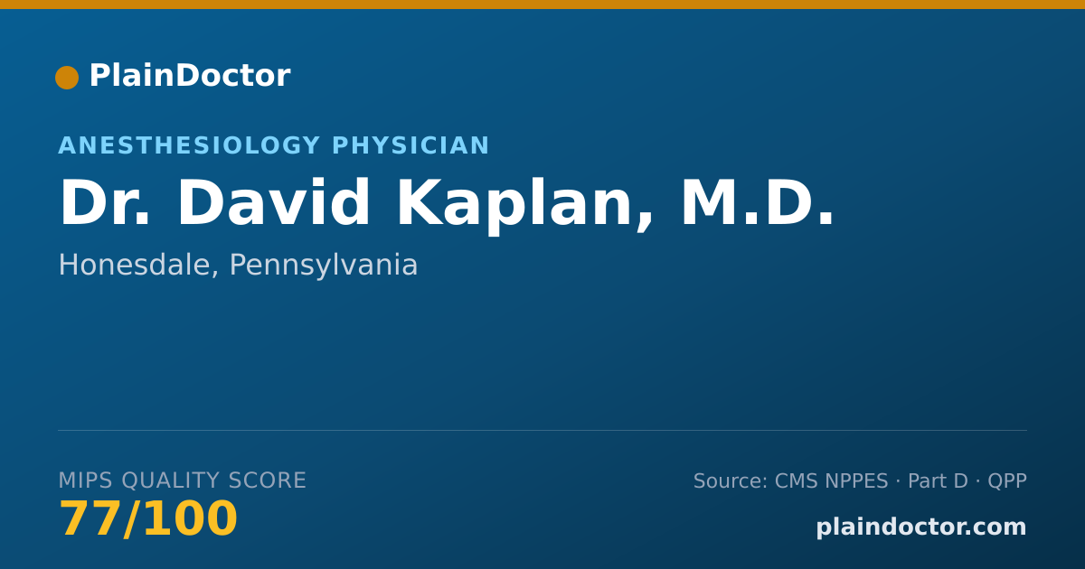 Shareable card for David Kaplan, M.D. - Anesthesiology Physician, Honesdale, PA