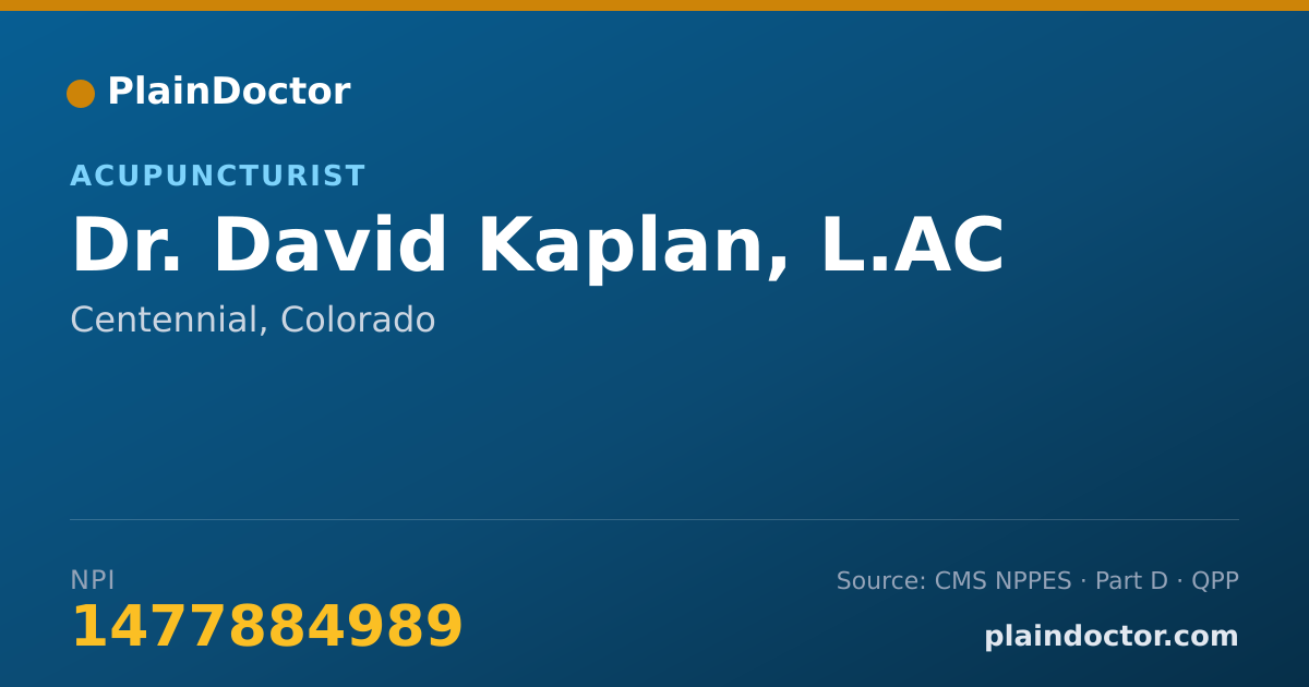 Shareable card for David Kaplan, L.AC - Acupuncturist, Centennial, CO