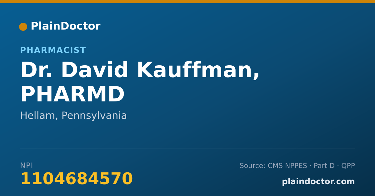 Shareable card for David Kauffman, PHARMD - Pharmacist, Hellam, PA