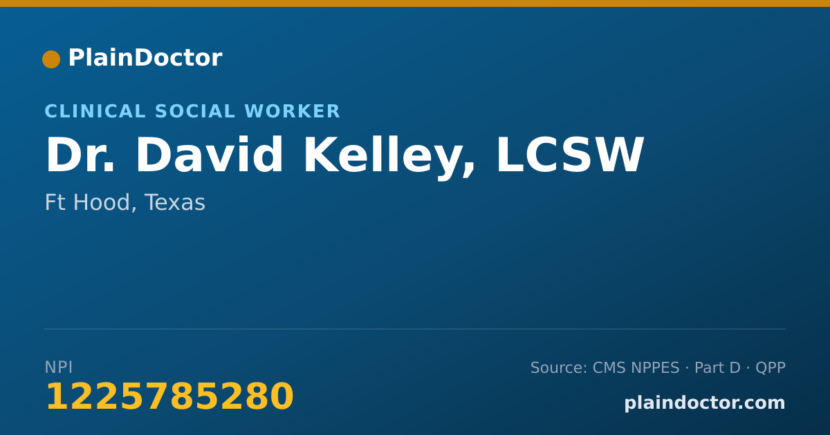 Shareable card for David Kelley, LCSW - Clinical Social Worker, Ft Hood, TX