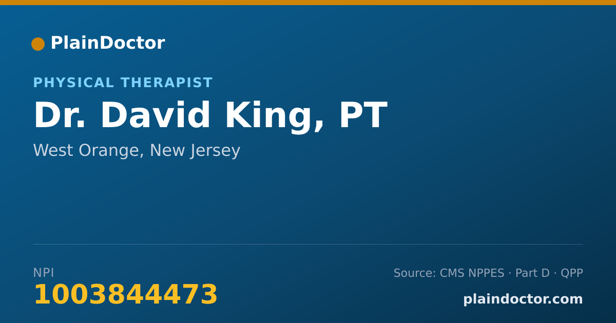 Shareable card for David King, PT - Physical Therapist, West Orange, NJ