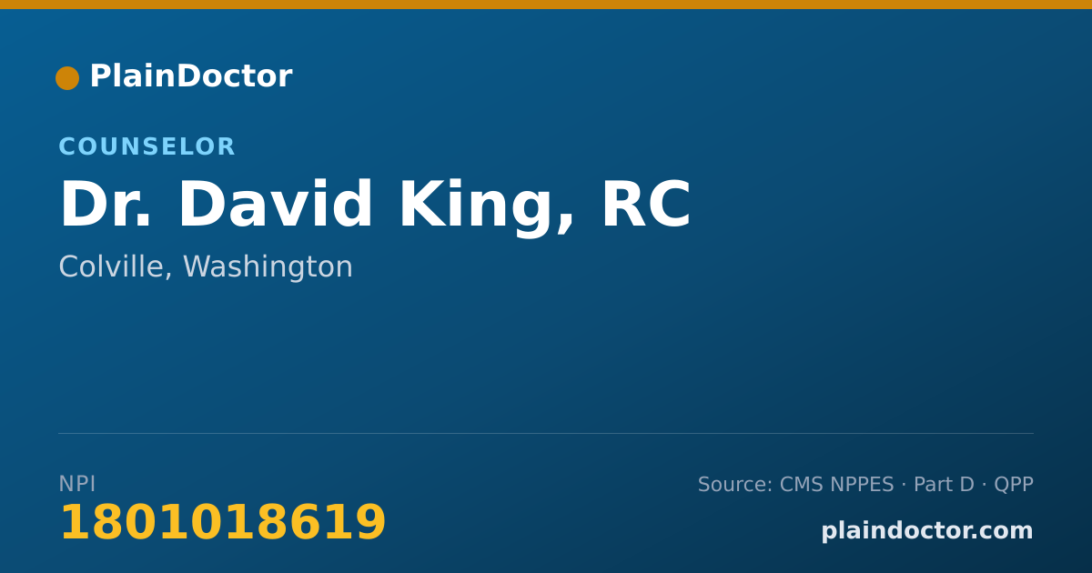 Shareable card for David King, RC - Counselor, Colville, WA