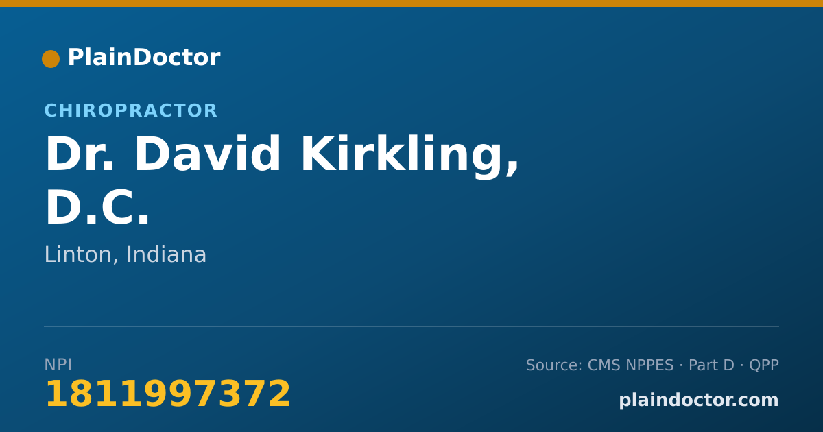 Shareable card for David Kirkling, D.C. - Chiropractor, Linton, IN