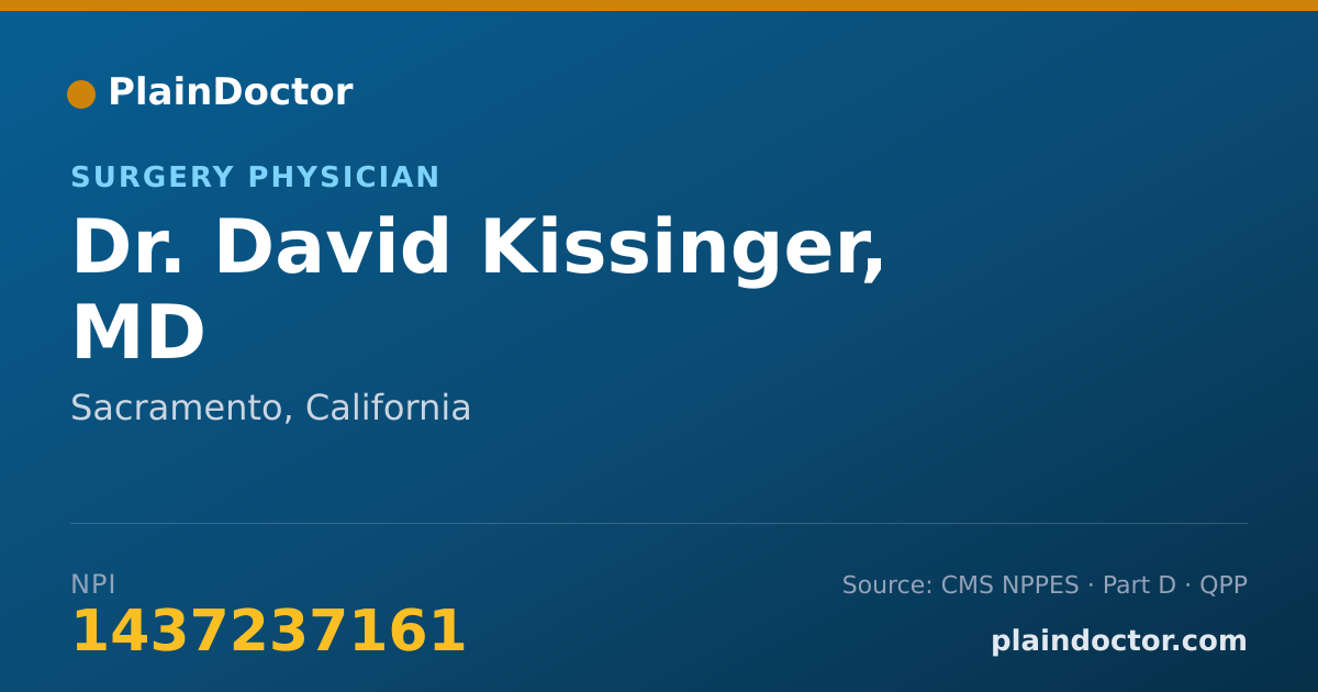 Shareable card for David Kissinger, MD - Surgery Physician, Sacramento, CA