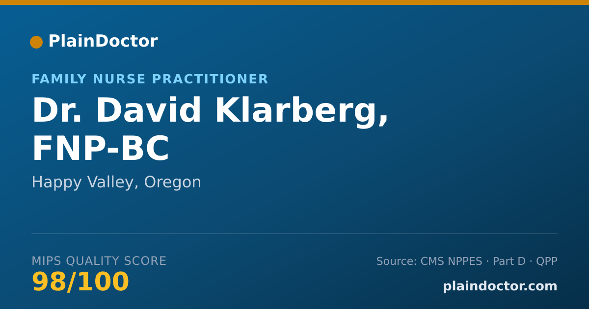 Shareable card for David Klarberg, FNP-BC - Family Nurse Practitioner, Happy Valley, OR