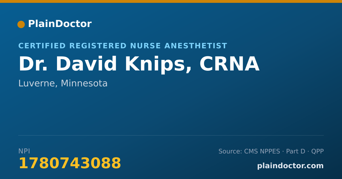 Shareable card for David Knips, CRNA - Certified Registered Nurse Anesthetist, Luverne, MN