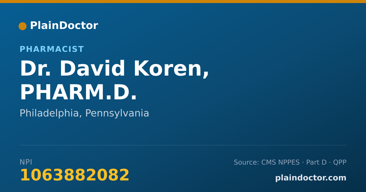 Shareable card for David Koren, PHARM.D. - Pharmacist, Philadelphia, PA