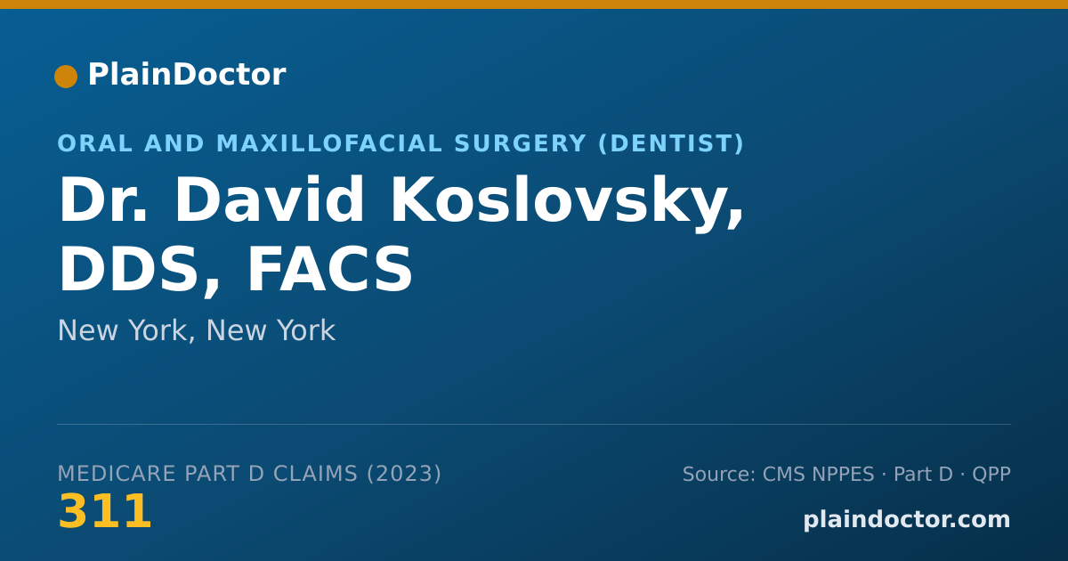 Shareable card for David Koslovsky, DDS, FACS - Oral and Maxillofacial Surgery (Dentist), New York, NY