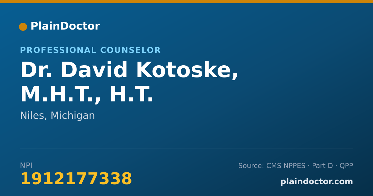 Shareable card for David Kotoske, M.H.T., H.T. - Professional Counselor, Niles, MI