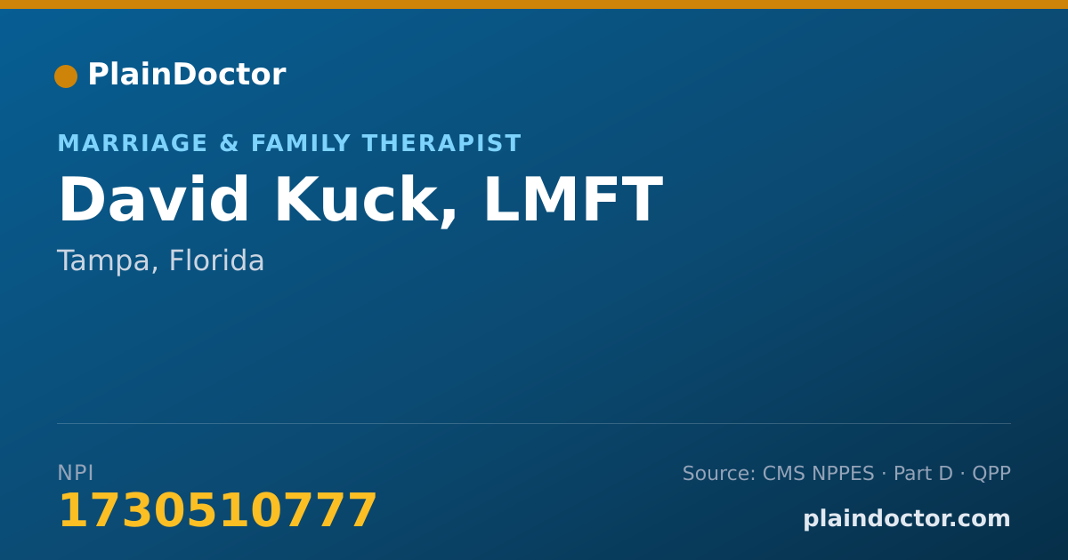 Shareable card for David Kuck, LMFT - Marriage & Family Therapist, Tampa, FL