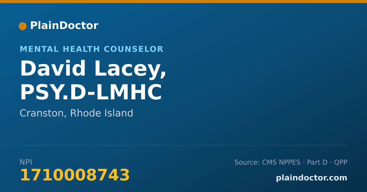 Shareable card for David Lacey, PSY.D-LMHC - Mental Health Counselor, Cranston, RI